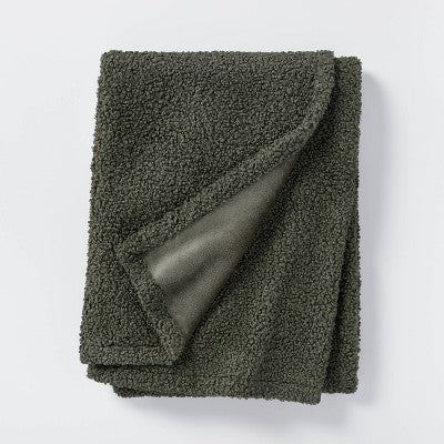 Boucle with Plush Reverse Throw Blanket Green - Threshold™ designed with Studio McGee