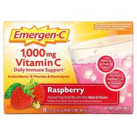Vitamine C, Mélange pour boisson gazeuse aromatisé, Framboise, 1000 mg, 30 sachets, 9,1 g chacun DLC: Fev26