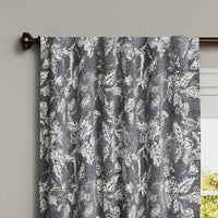 84"x50" Stamped Floral Blackout Curtain Gray - Threshold