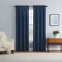 63" X 42" Braxton Thermaback Blackout Curtain Panel Blue - Eclipse