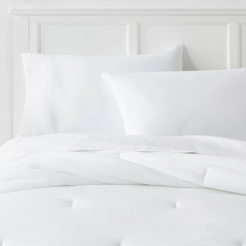 Full/Queen Micro Texture Comforter White - Room Essentials