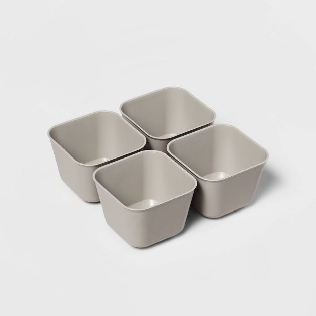 4pk Small Storage Trays Gray Mist - Brightrooma