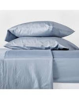 
              Queen 500 Thread Count Washed Supima Sateen Solid Sheet Set Deep Sky Blue - Casaluna
            