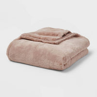 55"x80" Faux Fur Throw Blanket Brown - Thresholda