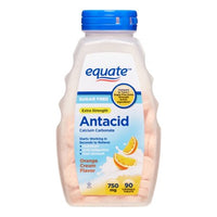 Equate Extra Strength Sugar Free Antacid Chewable Tablets, Orange Cream, 90 Ct AOÛT/21