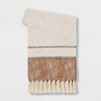 
              50"x60" Border Striped Cotton Throw Blanket Bronze - Threshold
            