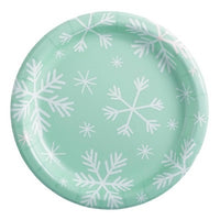 30ct 6.75" Snowflake Snack Plate Mint - Spritz