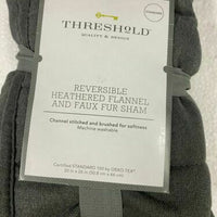 Standard Reversible Heathered Flannel and Faux Fur Quilt Sham Gray - Threshold™