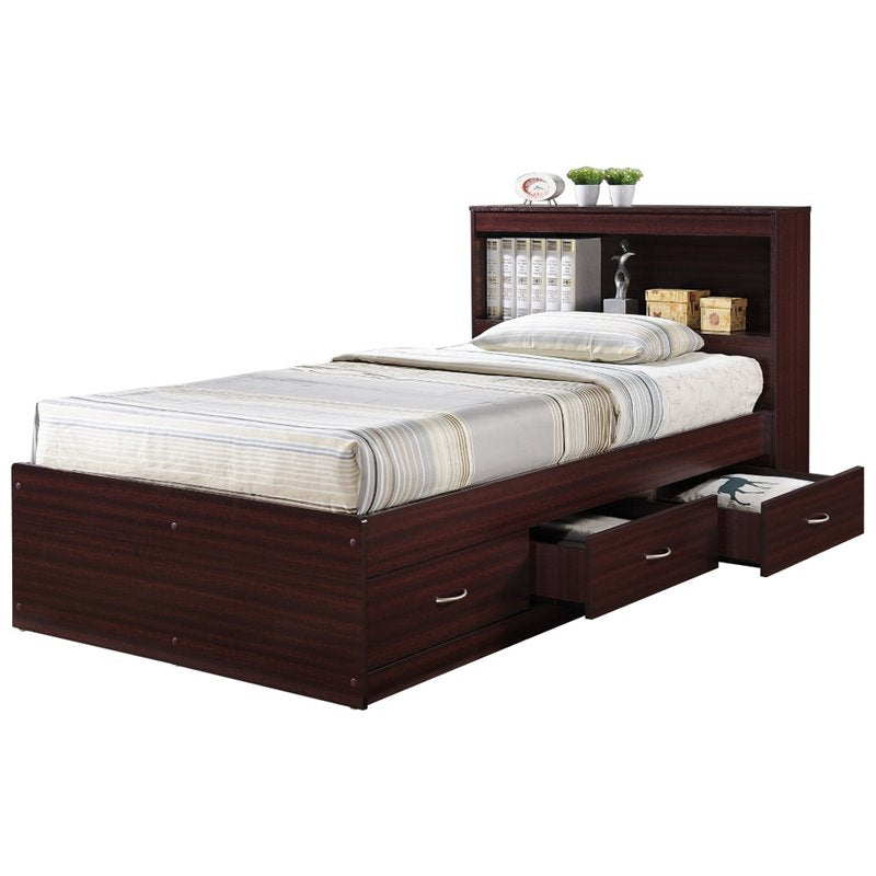 Twin Size Captain Bed - Mahogany [35”W - 85”D - 42”H]