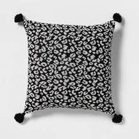 Textured Woven Animal Pattern Square Throw Pillow Black/Cream - Opalhouse