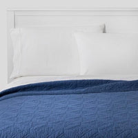 
              King Embroidered Cotton Quilt Blue - Threshold™
            