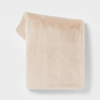Faux Rabbit Fur Throw Blanket Neutral - Threshold™