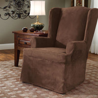 Soft Suede Wing Chair Slipcover Chocolate - Sure Fit