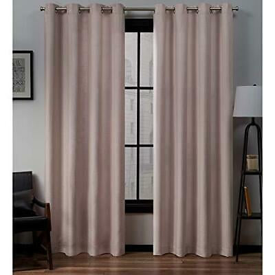 Exclusive Home Curtains Loha Linen Grommet Top Curtain Panel Pair, 54x84, Blush