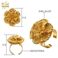 
              Bagues éthiopiennes en faux or plaqué  pour femmes Arab Nigeria Bridal Party Bague redimensionnable French Femme Wedding Flower Rings Luxury Wife Gifts
            