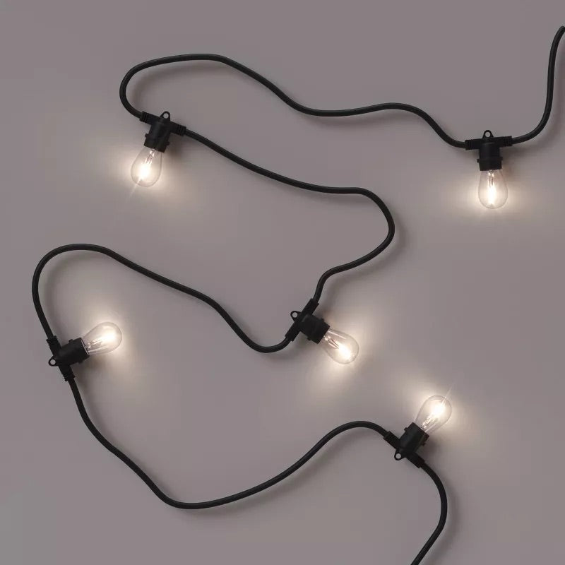10ct Vintage LED Outdoor Drop String Lights with Tube Filaments Black - Smith & Hawken