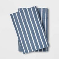 King Jersey Pillowcase Set Blue Stripe - Room Essentials