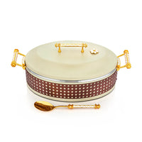 
              Almarjan Al Waha Collection Oval Hot Pot Matt Beige & Gold
            