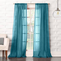 84"X50" Avril Crushed Textured Semi-Sheer Rod Pocket Curtain Panel Marine - No. 918