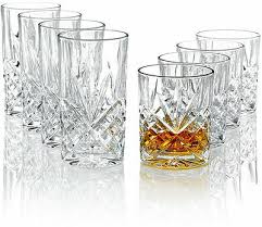Dublin set 11oz crystal double old fashioned glasses and two 12oz crystal highball glasses