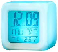 
              7 couleurs changeantes LED Reveil cube lumineux LCD Horloge veilleuse
            