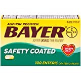 Aspirin Regimen Bayer Regular Dose Pain Reliever Enteric Coated 100 Tablets, 325mg, DCL: Fev26