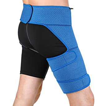 Support d'aine Wrap Compression Hip Brace Thigh Sleeve Adjustable Pain Relief for Hip, Groin, Quad, Hamstring Fit Thigh Support For Men Women