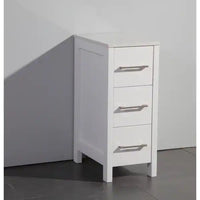 12" White Small Bathroom Vanity Beside Cabinet 3 Drawers Shelf