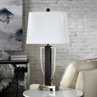 
              Marina 34" Table Lamp Brushed Steel And Matte Black Finish W/ Usb Port & Outlet + 300W
            