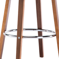 
              Wood and Black Faux Leather Mid-Century Modern Swivel Barstool with Decorative Back 26-Inch Seat Height
            