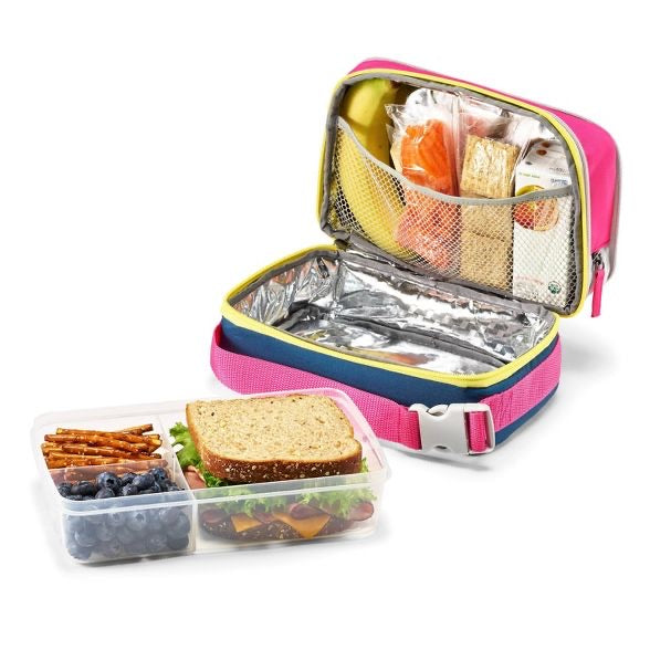Fit & Fresh Expandable Bento Lunch Bag Set - Pink/Yellow