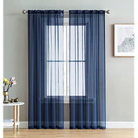 95"x59" Emily Sheer Voile Rod Pocket Curtain Panel Navy - No. 918