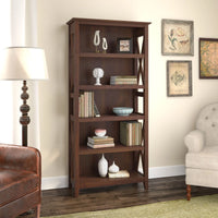 65.98" 5 Shelf Key West Bookshelf Bing Cherry - Bush Furniture
