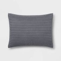 Standard Garment Washed Microfiber Quilt Sham Charcoal - Room Essentials