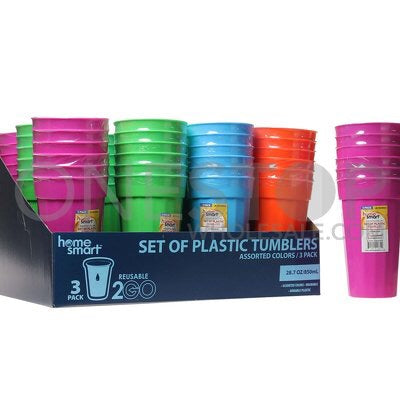 Plastic Tumblers 3 Pk 28.7 Oz 850mL