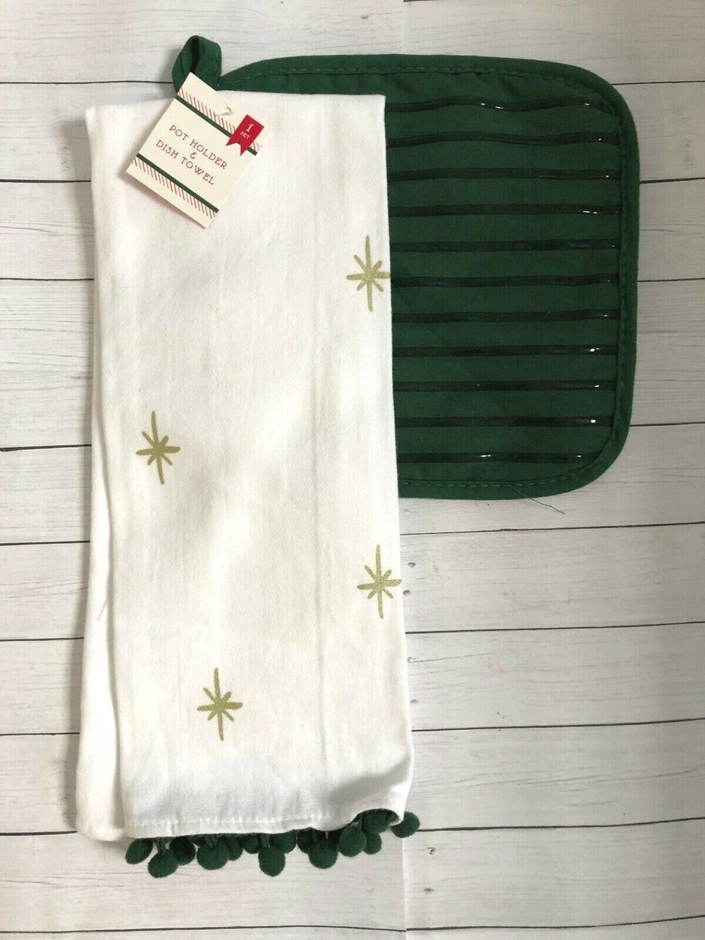 Pot Holder + Dish Towel - Merry Christmas & Green