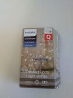 Philips 50ct Battery Operated Christmas Premium LED Dewdrop String Lights Warm White with Copper Wi