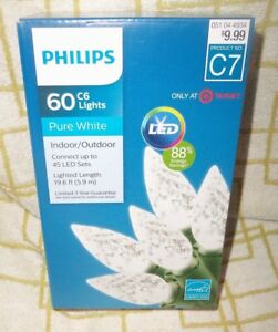 Philips 60ct Christmas LED C6 Faceted String Lights Pure White