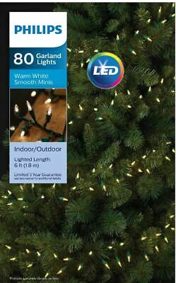 Philips 80ct  LED Christmas Smooth Mini Garland String Lights Warm White