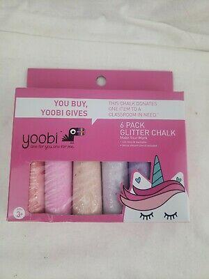 Yoobi Glitter Chalk 6 Pack Bonus Unicorn Stencil