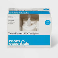 12ct Twist-Flame LED Tealight Candles White - Room Essentialsa