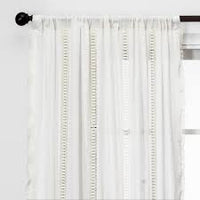 
              95"x42" Lace Trim Light Filtering Window Curtain Panel Sour Cream - Opalhousea
            