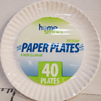 Assiettes Papiers Jetables   / Paper Plate Home Smart9" 24Ct/40Pcs