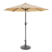 
              9 ft Patio Solar LED Market Umbrella with Square Concrete Base Beige
            